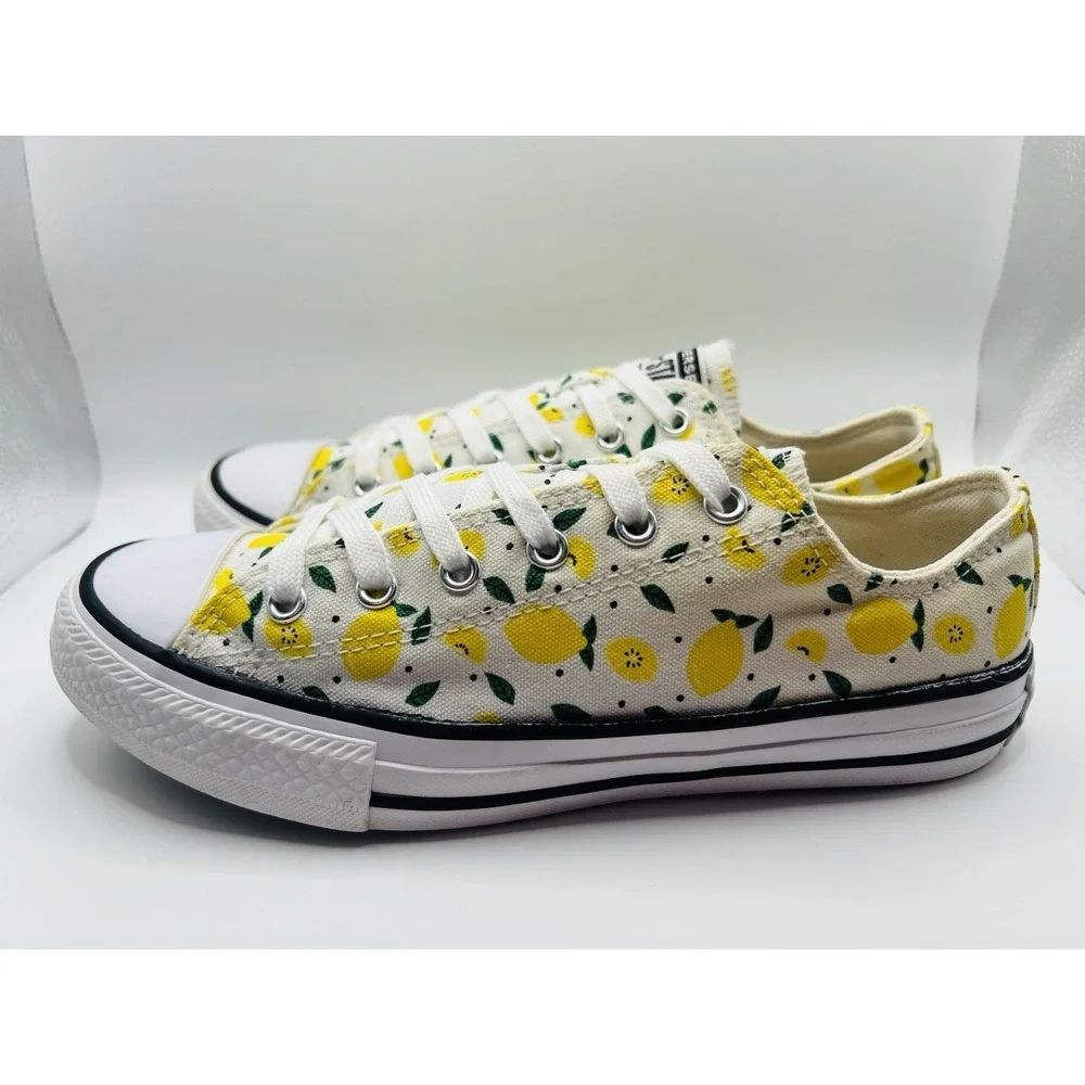 Converse All Star Low Top Lemon Print Canvas Sneakers Youth Shoes US 5 Women 6.5 - Picture 1 of 9
